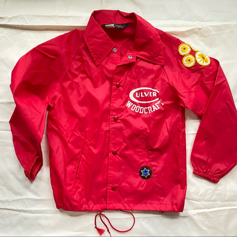 Champion Vintage Red Woodcraft Patches Jacket Kids 10-12 Culver Woodcraft